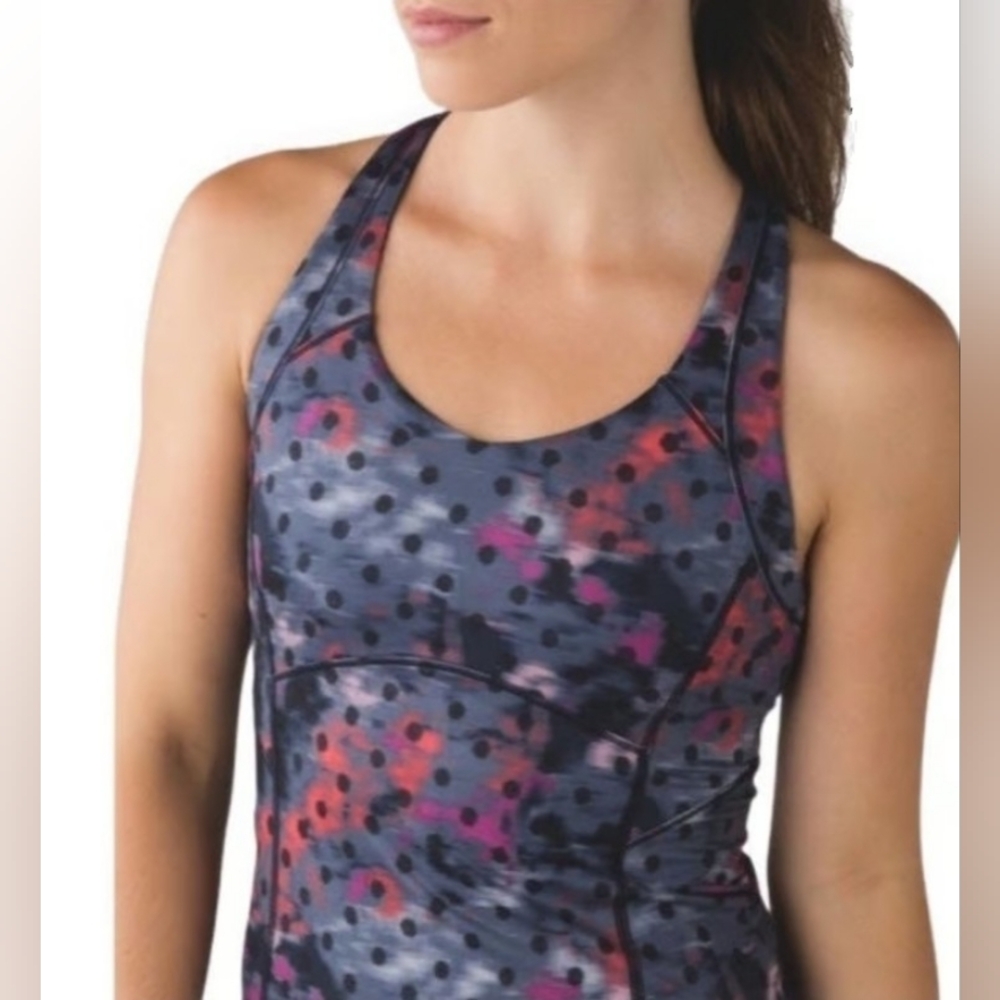 Lululemon Kanto Catch Me Tank Windy Blooms Regal Plum Multi Black Size 8